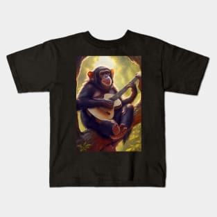 Monkey Playing A Guitar Kids T-Shirt